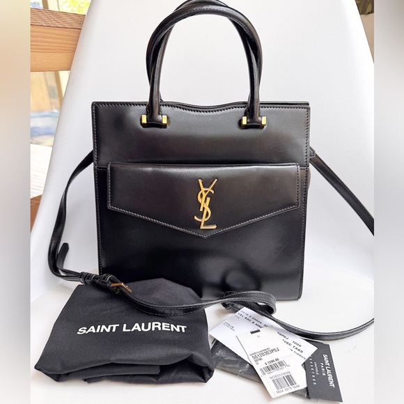 SOLD❤️Saint Laurent YSL Uptown Small Black Monogram Top Handle Bag + Clutch - Picture 2 of 16